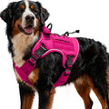 Heavy-Duty Tactical Dog Harness for Large Dogs, No Pull Adjustable Reflective Pet Vest with Molle System, K9 Military-Grade Control for Service Training, Outdoor & 10+ Breeds, Hot Pink, XX-Large