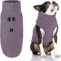 Gooby Half Zip Up Fleece Vest Dog Sweater - Violet, Medium - Soft Warm Pullover Fleece Head-in Dog Jacket with Dual D Ring Leash for Small to Medium Dogs
