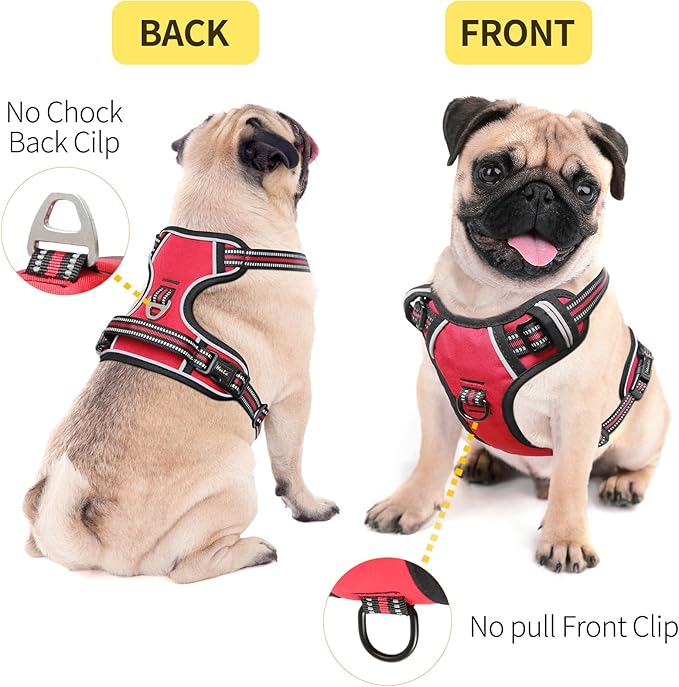 HEELE Dog Harness Harness for Small Dogs No Pull Dog Vest Harness for Small Dog with Soft Handle Reflective for Outdoor Training, Red, S