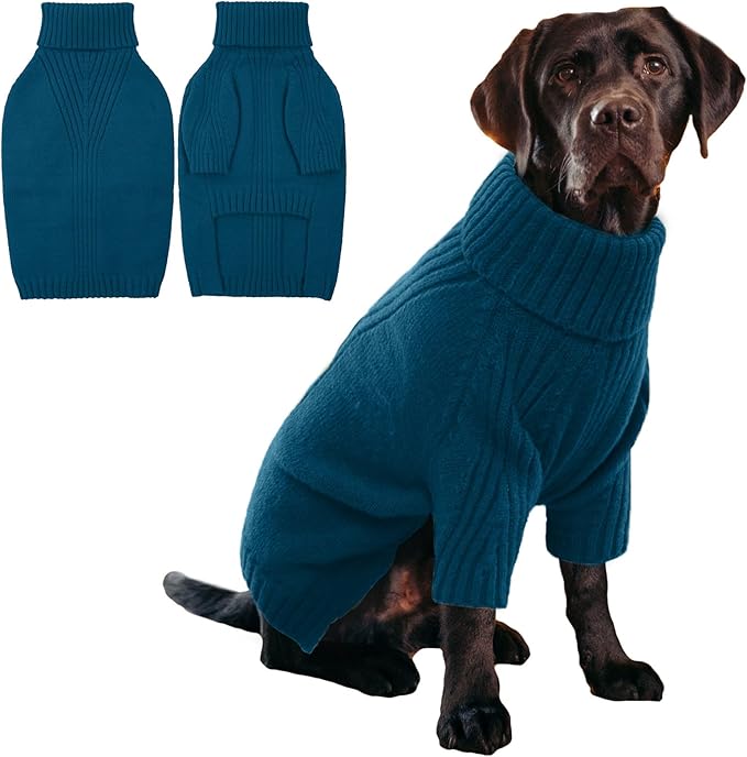 IECOii XXXL Dog Sweater,Warm Dog Sweaters for Extra Large Dogs Girl Boy,Stretchy & Cozy,Turtleneck Knitted Pullover for Pet Wear On Christmas,Easy On Doggy Sweatshirt for Labrador (Peacock Blue,3XL)