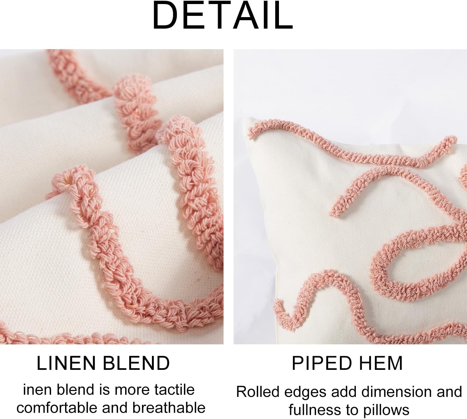 Pink Coquette Bow Throw Pillow Cover 12x 20, Boho Tufted Neutral Linen Pillow Cases Girls Bedroom Decor for Outdoor Couch Bedroom Car, Mauve