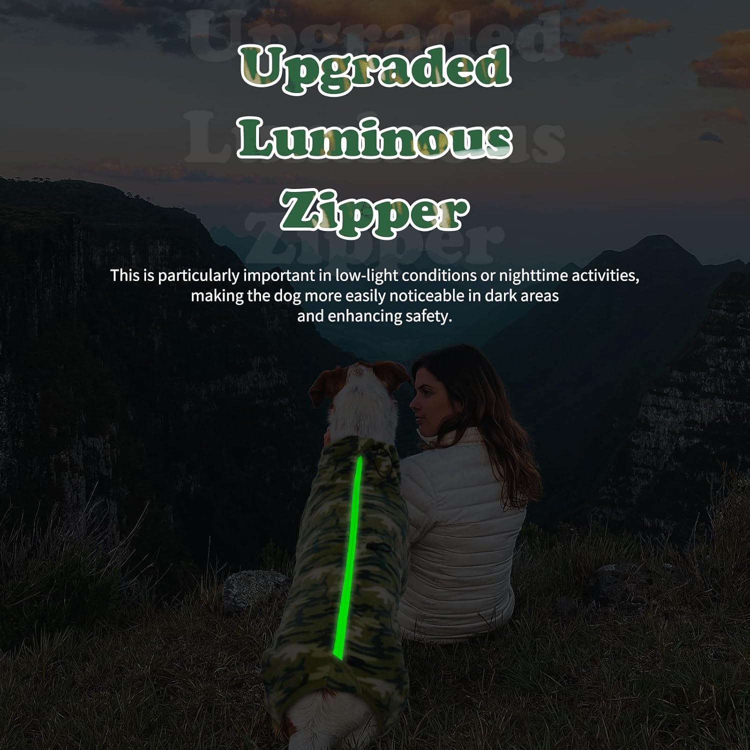 ROZKITCH Dog Winter Coat Soft Fleece Pullover Pajamas, Pet Windproof Warm Cold Weather Jacket Vest with Luminous Zipper, Jumpsuit Apparel Outfit Clothes for Small Medium Large Dog Camo 2XL