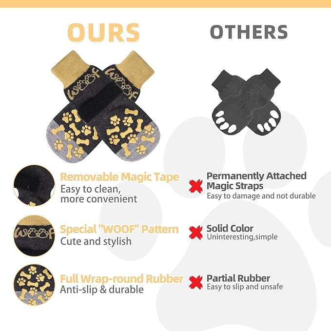 KOOLTAIL Dog Socks for Hot/Cold Pavement to Prevent Licking Paws,Dog Boots&Paw Protector for Hardwood Floors Anti Slip,Traction Control No Twist Grip Booties for Small Medium Large Senior Dogs SM