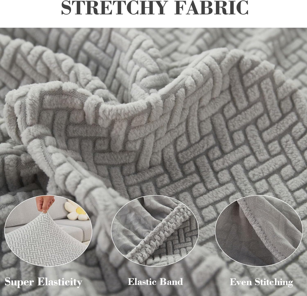 2Pcs Couch Arm Covers, Armrest Cover for Sofa, Sofa Arms Covers Washable Arms with Twist Pins Soft,Skin-Friendly for Pets (Texture Light Gray, Armrest Cover)