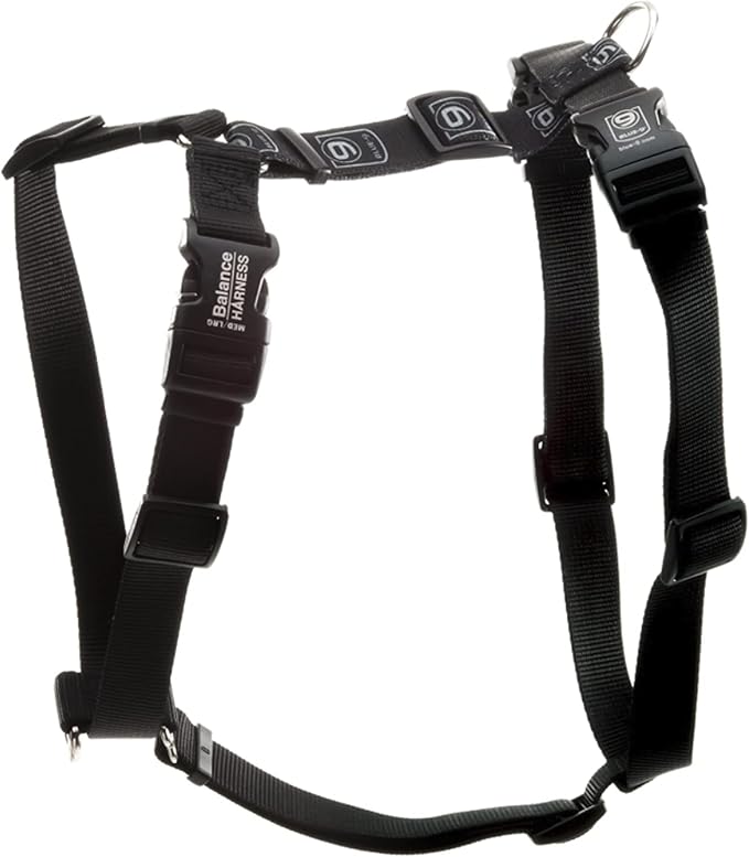 Blue-9 Buckle-Neck Balance Harness, Fully Customizable Fit No-Pull Harness, Ideal for Dog Training and Obedience, Made in The USA, Black, Small
