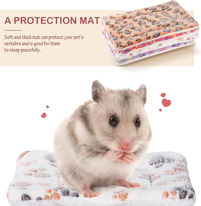 4 Pack Ultra Soft Dog Cat Bed Mat with Cute Prints Reversible Fleece Dog Crate Kennel Pad Cozy Washable Thickened Hamster Guinea Pig Pet Bed Mat for Small Animals(13 x 10 Inches,Vivid Color)