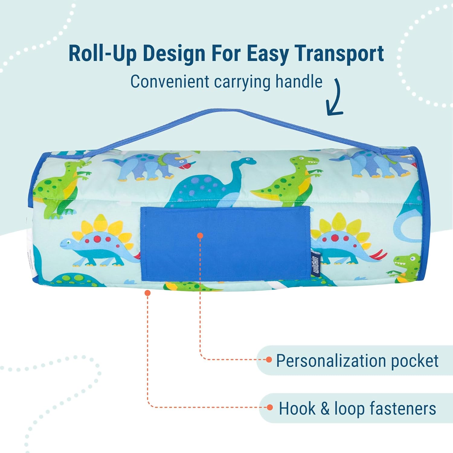 Wildkin 43-inch Kids Nap Mat – Soft Microfiber Toddler Sleeping Mat with Pillow