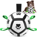 QDAN Dog Toys Soccer Ball with Straps, Interactive Toys for Tug of War, Puppy Birthday Gifts, Dog Water Toy, Durable Balls World Cup for Small Dogs（5 Inch）
