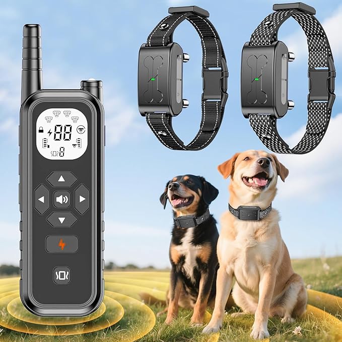 Wireless Dog Fence, Invisib Fence for Dogs Electric Fence 185 Days Standby Training Collar, Flash Light & Waterproof Portable Dog Perimeter Collar with 3 Training Mode for 2 Dogs Large Medium