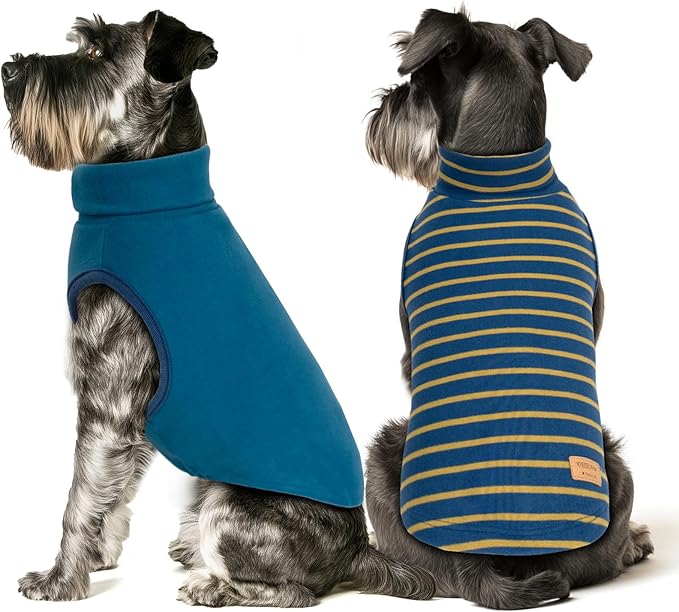 KYEESE 2Pack Dog Sweater Pullover Pet Sweatshirt Stretchy Dogs Clothes Soft Dachshund Clothes Warm Doggie Coats Turtleneck Small Pets Sweaters Dog Sweaters for Small Dogs Male