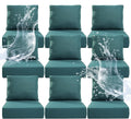 6" Thicker Outdoor Chair Cushion 9 Sets - 24" *24" *6" Waterproof Patio Furniture Cushions with Removable Cover, 28D High Density Sponge Filling Thicken Outdoor Patio Cushions - Peacock Blue