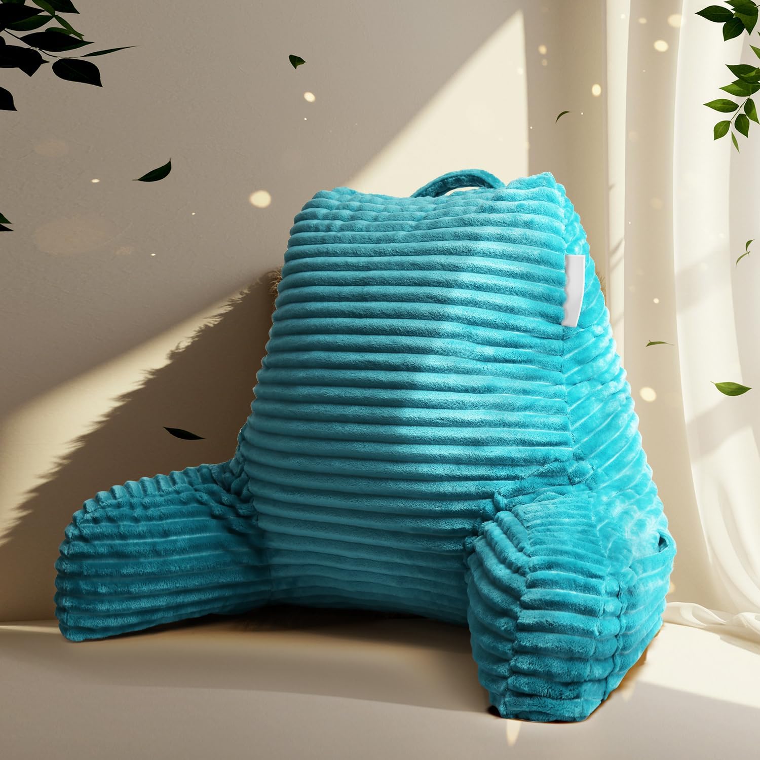 Hearth & Harbor Reading Pillow for Bed Adult – Back Pillow for Sitting in Bed, Standard Bed Pillows for Sitting Up in Bed, Foam Bed Chair Pillow, Teal Bed Rest Pillow