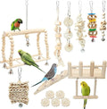Hamiledyi 13Pcs Parrot Swing Chew Toys Bird Perches Platform with Climbing Ladder Hanging Cage Accessories for Parakeet, Conure, Finch, Lovebirds, Budgie, Canary Standing