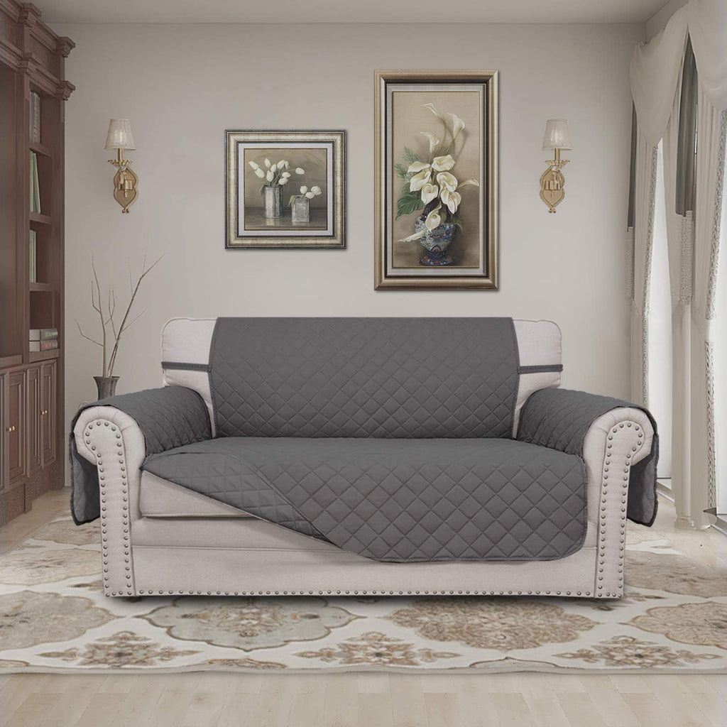 Easy-Going Reversible Loveseat Couch Cover for 2 Cushion Couch Sofa Cover for Dogs Water Resistant Furniture Protector with Foam Sticks Elastic Straps for Pet (Loveseat, Gray/Gray)