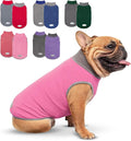 cyeollo 2 Pack Fleece Dog Sweater with Reflective Stripe Pullover Sweatshirt Stretchy Lightweight Sweaters Dog Clothes Coats for Small Dogs Girl Size M Pink & Grey