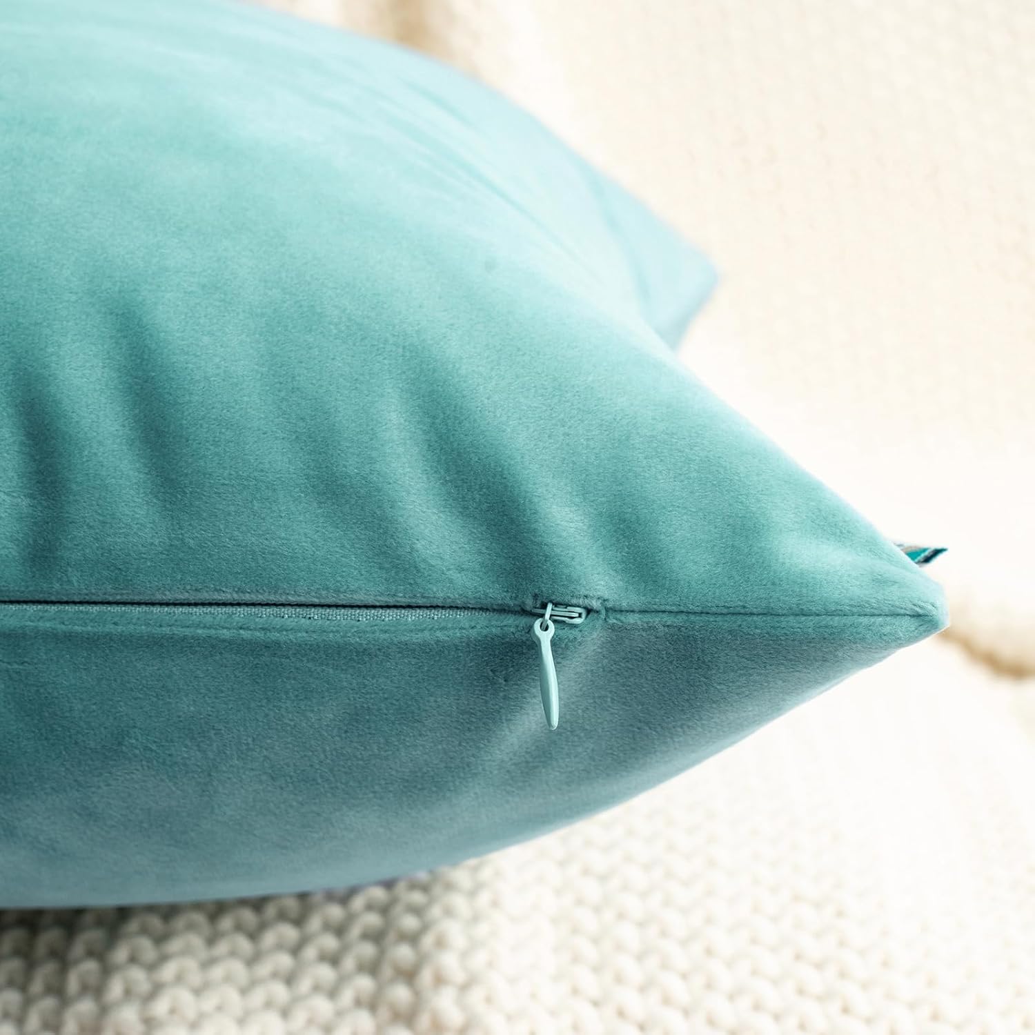 HWY 50 Teal Blue Velvet Rectangular Throw Pillow Covers 12x20 Inch, Pack of 2 Soft Cozy Solid Decorative Luxury Cushion Cases for Couch Sofa Bed Living Room Bedroom