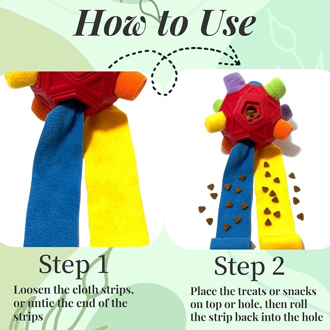 Snuffle Ball for Dog Toys Unbreakable Upgrade Ball Interactive Toy Foraging Snuffle Mat Puppy Treat Dispenser Slow Feeder Dog Puzzle Toys for Small, Medium, Large Pets (Red Rainbow)