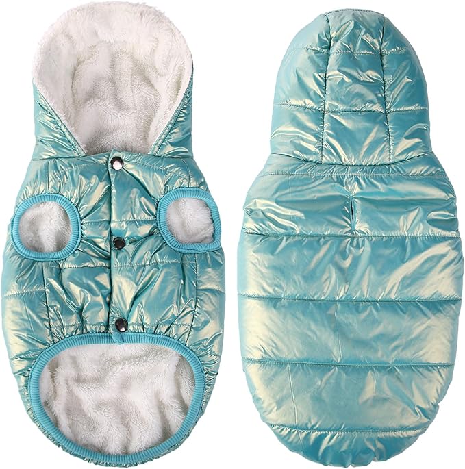 Windproof Waterproof Dog Coat Fleece & Cotton Lined Warm Jacket, Cold Weather Pet Apparel Clothes Vest for Small Medium Large Dog (S, Mintgreen)