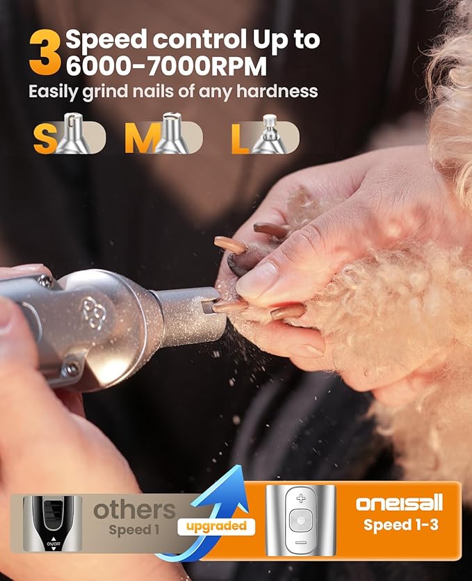 oneisall Small Dog Clippers and Paw Trimmer with Low Noise, 4 - in - 1 Cordless Dog Grooming Kit with 3 - Level Speed Clippers (7000 RPM) for Grooming Thick Hair, Waterproof Shaver for Dogs and Cats