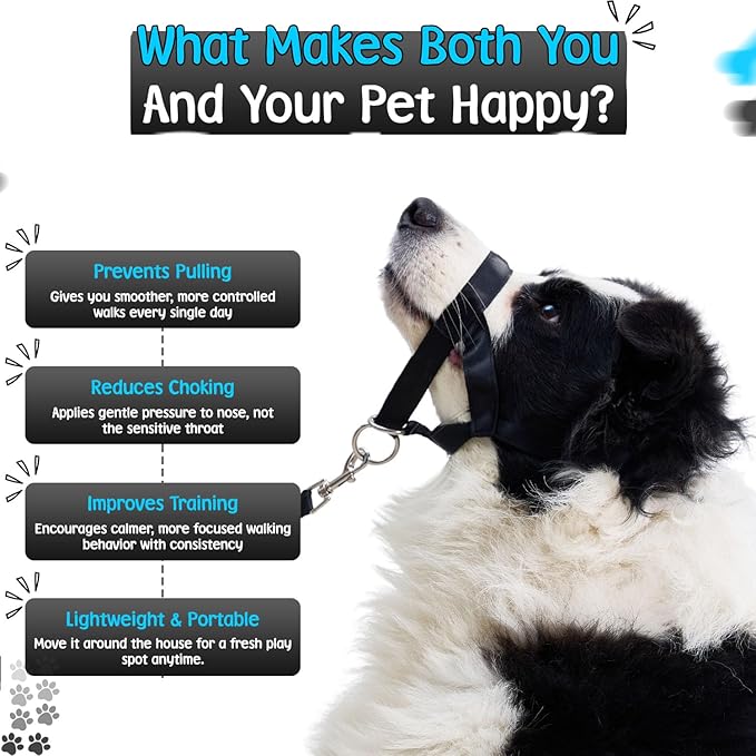 Gentle Leader for Dogs + 2X Dog Training Clicker – Gentle Leader with Quick-Snap Neck Strap & Nose Loop – Bonus Clickers with Wrist Strap for Obedience & Leash Training