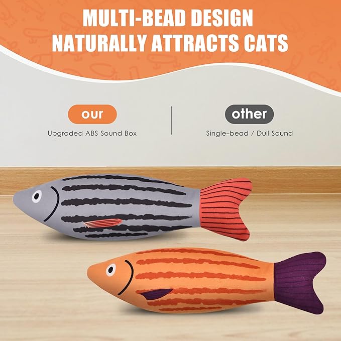 Cat Toys, Catnip Toys for Cats, Soft and Durable with Rattle Sound, Interactive Kitten Toys for Indoor Cats, Cat Chew Toy for All Breeds (4Pack, Sardine)