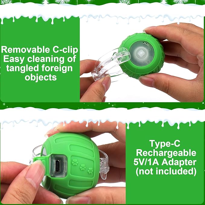 BABORUI Interactive Cat Toy Ball - Automatic Christmas Cat Toys for Indoor Cats with 5 Tails, 2 Speeds Rechargeable Cat Enrichment Toys for Small/Medium/Large Cats to Keep Them Busy