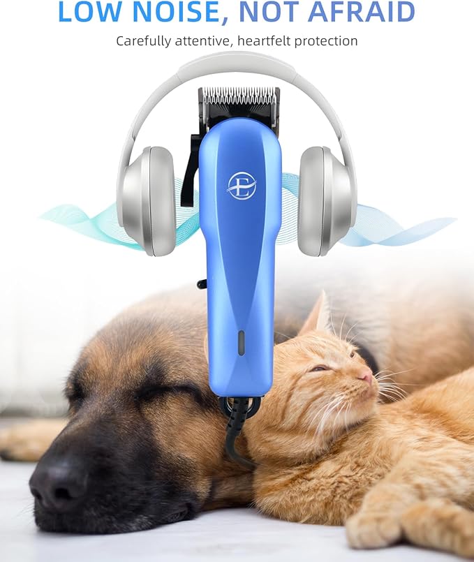 Professional Dog Grooming Clippers Kit, 24V High Power for Thick Coats, Quiet Dog Clippers with 10 Metal Guard Combs & Brush, Ideal Dog Hair Remover for Cats and Pets