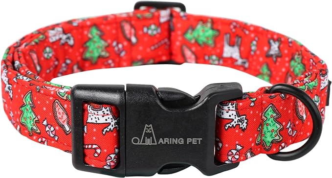 ARING PET Christmas Dog Collar Cute Small Dog Collars, Adjustable Cotton Red Christmas Dog Collars Puppy Collar for Small Medium Large Boy and Girl Dogs