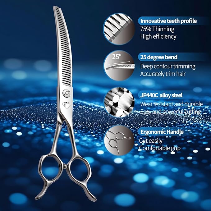 Dog Grooming Scissors: Pet Shears Made Of Japanese 440C Advanced Stainless Steel Professional Grooming Scissors for Dogs Cats and Other Pets (Thinner, 7.0 inch)