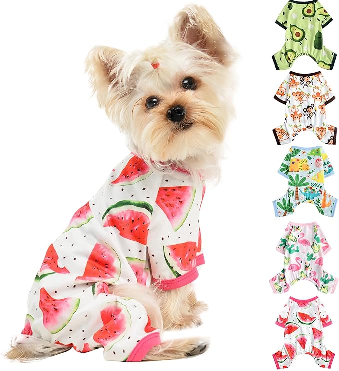 Dog Clothes for Small Dogs Boy Girl, Dog Pajamas Tiny Chihuahua Yorkie Spring Summer Shirt, Cute Puppy Outfit Pjs Jumpsuit Cat Onesie Apparel Pet Clothes