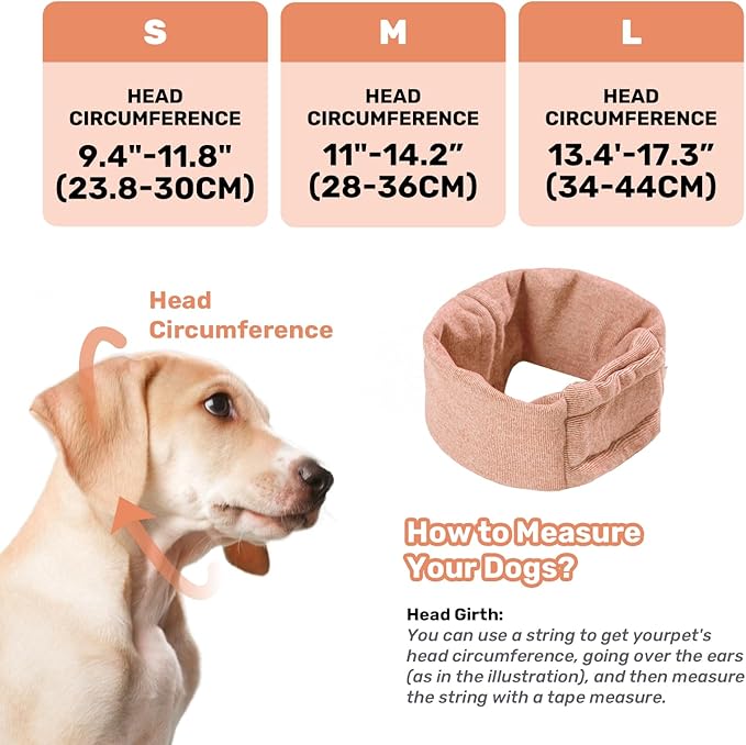 Dog Calming Hoodie, No Shake Ear Wraps for Dogs, Adjustable Dog Ear Muffs for Noise Protection, Ear Wrap Head Cover for Head Warp Anxiety Relief, Hematoma, Grooming and Force Drying
