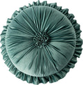 S SSOY Velvet Round Pillow - Ruffle Home Decoration Cushion for Sofa, Chair, Bed, Window, Floor, 13.7in