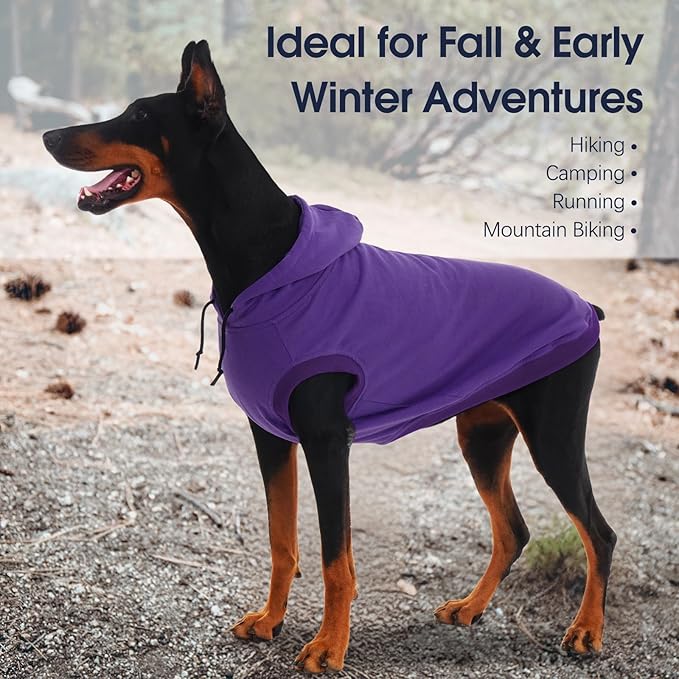 IECOii Dog Hoodie Medium Size Dog, Medium Dogs Sweater with Hood, Soft Pullover Hooded Sweatshirt for Dogs Boy and Girl Indoor & Outdoor, Machine Washable, Purple, Large (No Fleece Lined)