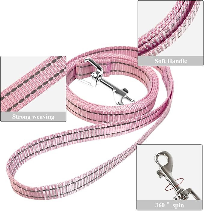 YIMEIS Dog Harness and Leash Set, No Pull Soft Mesh Pet Harness, Reflective Adjustable Puppy Vest for Small Medium Large Dogs, Cats (Pink, Medium)