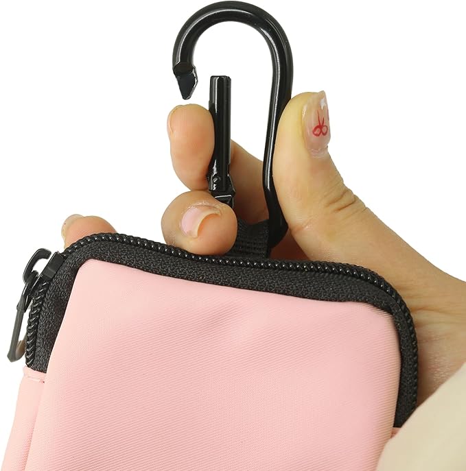 COOWONE Dog Treat Pouch Pocket Sized Pet Puppy Training Pouch for Dog Training Behavior Aids, Waterproof Nylon Fabric Dog Poop Bag Holder, Hands Free Dog Walking Bag with Metal Carabiner (Pink)