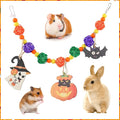 Abizoo Halloween Guinea Pig Toys,Bunny Toys Hanging,Natural Wood for Rabbits Teeth Grinding Chinchilla Dwarf Hamster Rat Gerbi Toys Rabbit Chew Toys Treats Small Animals Enrichment Boredom for Cage