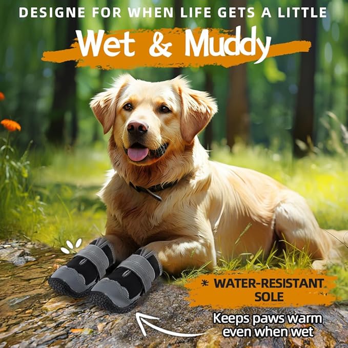 Dog Shoes for Small Dogs, Dog Boots & Paw Protectors for Hardwood Floors, Outdoor Dog Booties for Hot Pavement Winter Snow Hiking, Waterproof Dog Shoes with Reflective Strips Size 1