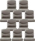 10-Piece Outdoor Patio Cushion Set - Fade & Water Resistant with Removable Olefin Cover, 22x24x4 Inch Memory Foam Cushions for Wicker Sectional Sofa – Grey/Crescent