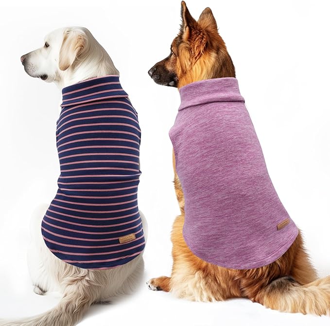 KYEESE 2Pack Dog Sweater Pullover Dog Sweaters for Medium Dogs Girl Soft Dogs Clothes Stretchy Pet Sweatshirt Warm Dogs Coats Turtleneck Large Pets Sweater
