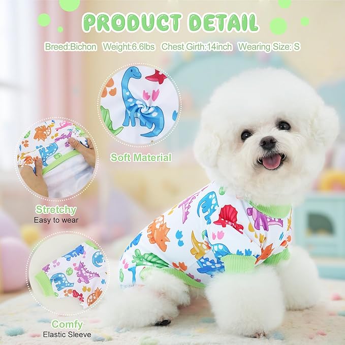 XPUDAC 4 Pieces Dog Pajamas for Small Dogs Boy Girl Soft Stretchy Pjs Onesies Puppy Clothes for Dog Cat Pet Outfits, X-Small