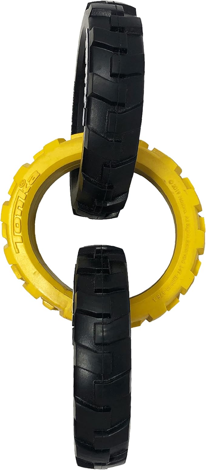 Tonka Rubber 3-Ring Tug Dog Toy, Lightweight, Durable and Water Resistant, 7.5 Inches, for Medium/Large Breeds, Single Unit, Yellow/Black