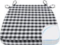 AAAAAcessories D-Shaped Chair Cushions, 2" Thick Dining Chair Pads with Ties and Removable, Machine-Washable Cover, 17" x 16", Checkered Black/White