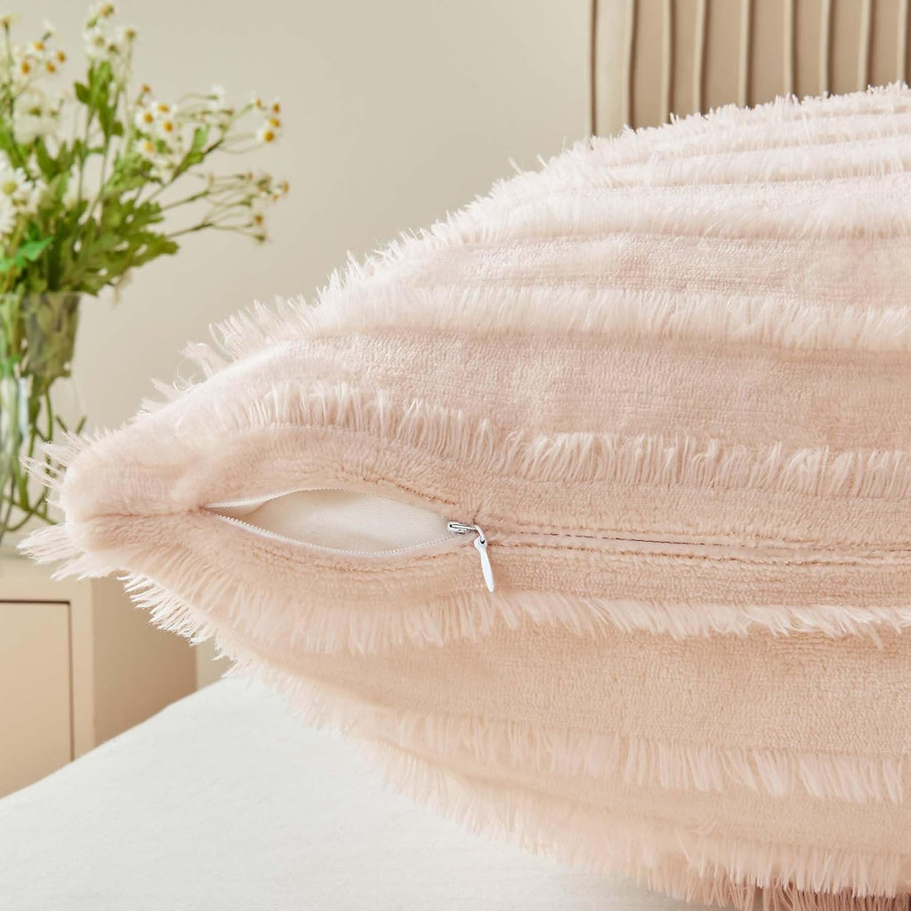 BEDELITE Body Pillow Cover with Zipper Closure, Decorative Boho Fleece Pillowcase 20 x 54 Inches, Luxury Fluffy Plush Long Body Pillow Pillowcase for All Seasons(Coral-Boho)