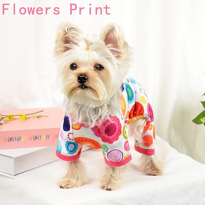 Dog Clothes for Small Dogs Boy Girl, Dog Pajamas Tiny Chihuahua Yorkie Spring Summer Shirt, Cute Puppy Outfit Pjs Jumpsuit Cat Onesie Apparel Pet Clothes