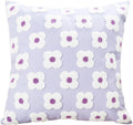 DECOBIRD Embroidery Throw Pillow Cover 18x18 Light Purple Floral Design Home Decor Loop Embroidered Pillow Case Thick Cotton Canvas Square Cushion Cover for Couch 45x45cm, 4 Petal Flowers 1 Piece