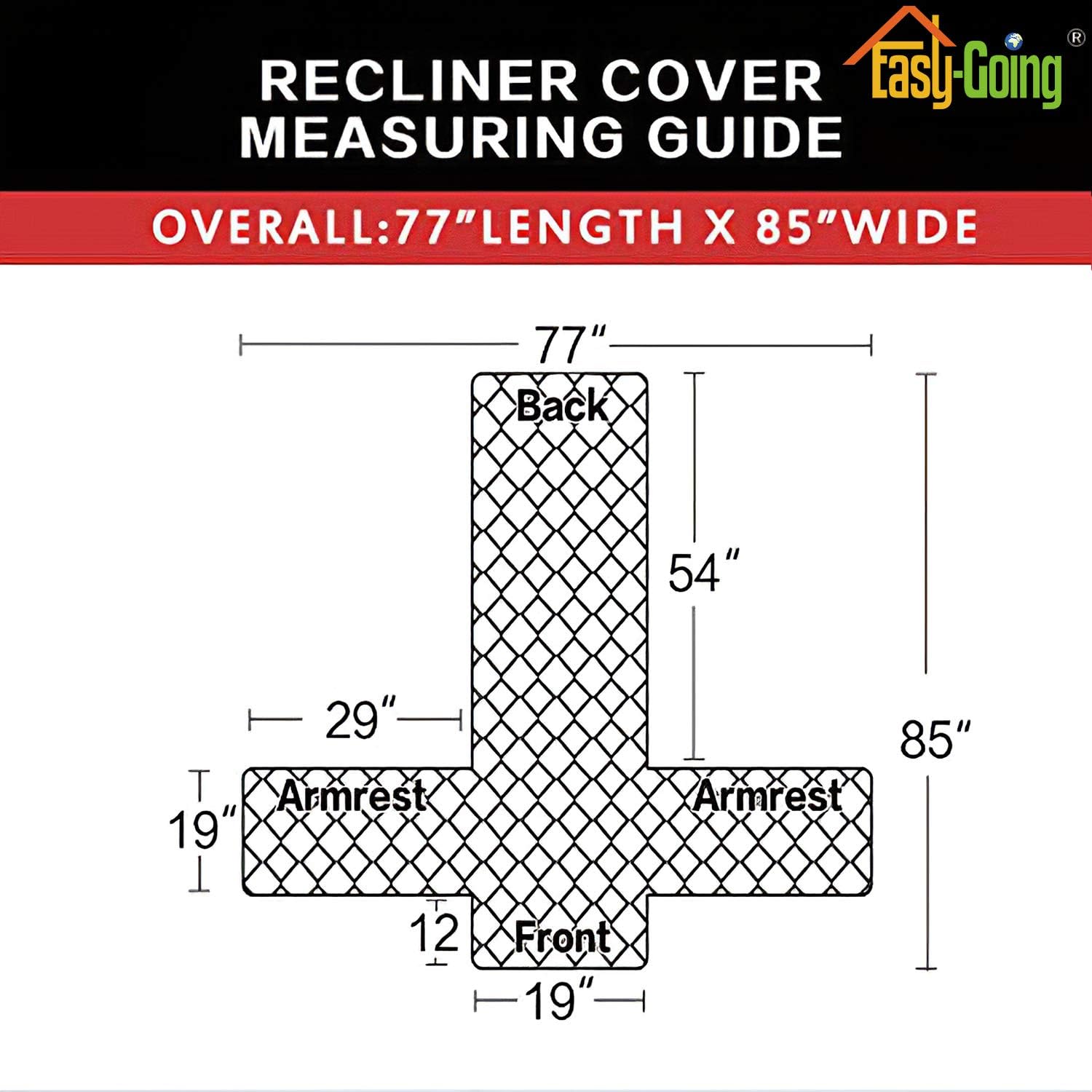 Easy-Going Recliner Sofa Slipcover Reversible Sofa Cover Water Resistant Couch Cover Furniture Protector with Elastic Straps for Pets Kids Children Dog Cat (Recliner, Dark Gray/Beige)