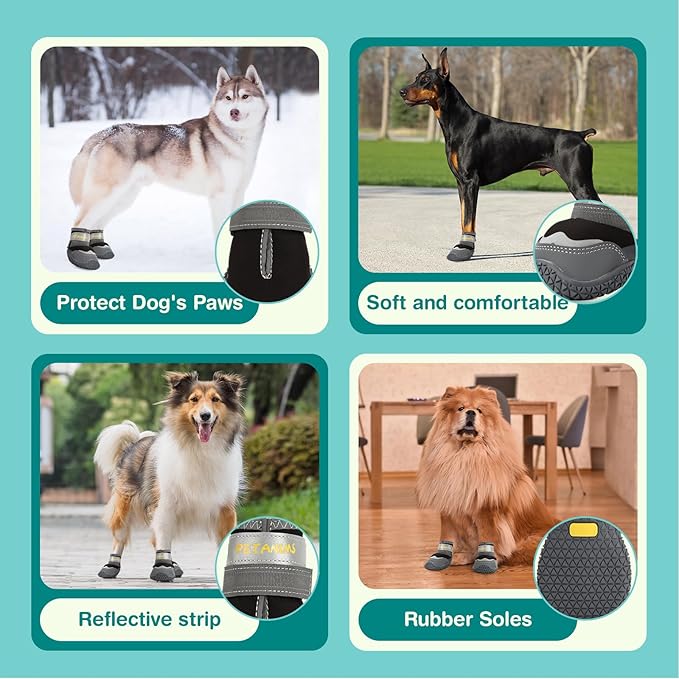 Dog Shoes for Large Dogs, Medium Dog Boots & Paw Protectors for Winter Snow, Waterproof Dog Booties for Hot Pavement, Hardwood Floors, for Rainy Black Size 5