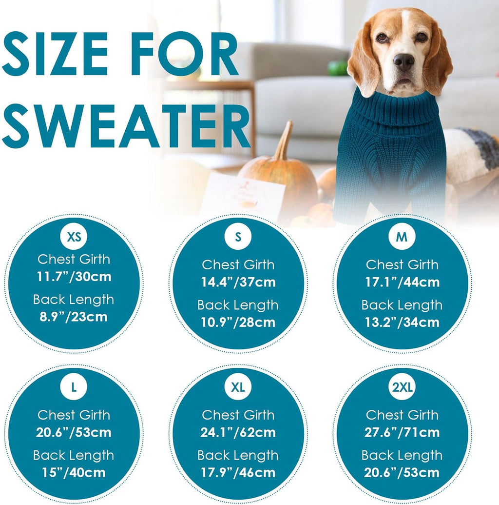 SUNFURA Dog Sweater Large Size Dog, XXL Pet Sweaters for Extra Large Dogs, Doggy Warm Turtleneck Christmas Sweatshirt Cold Weather Knit Pullover for Golden Retriever, Blue XXL