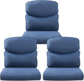 Outdoor Chair Cushions 3 Packs - Outside High Back Comfortable Thickened Pillow 22x24 with Zipper Cover for Patio Rocking Swivel Chairs Loveseat Sofa – Blue/Crescent