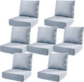 6" Thick Outdoor Cushions 22x24x6, 7-Set Deep Seat Patio Cushions with Removable Cover, Waterproof & Fade Resistant Replacement for Wicker Chair, Loveseat, Sofa - Baby Blue